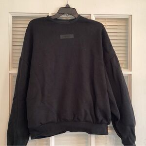 Essentials Black Crewneck Sweatshirt - Minimal Logo Pullover